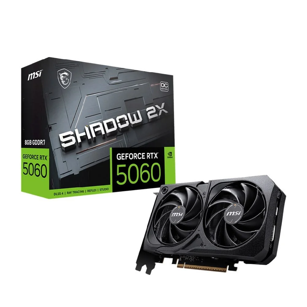 Placa de Vídeo MSI NVIDIA GeForce RTX 5060 SHADOW 2X OC, 8GB, GDDR7, 128 Bits - 912-V537-038