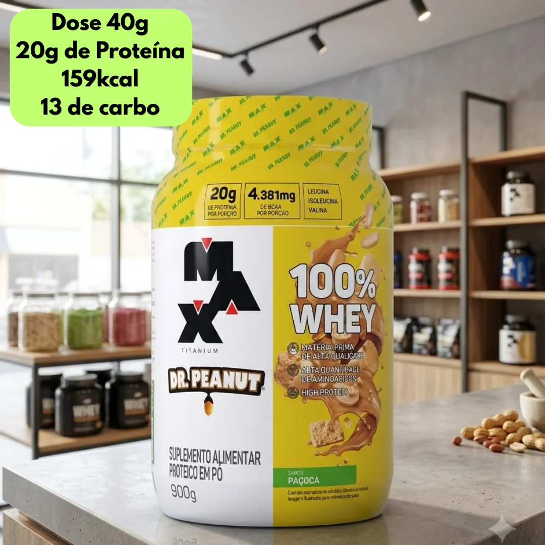 100% Whey Max Titanium x Dr. Peanut (900g), Paçoca