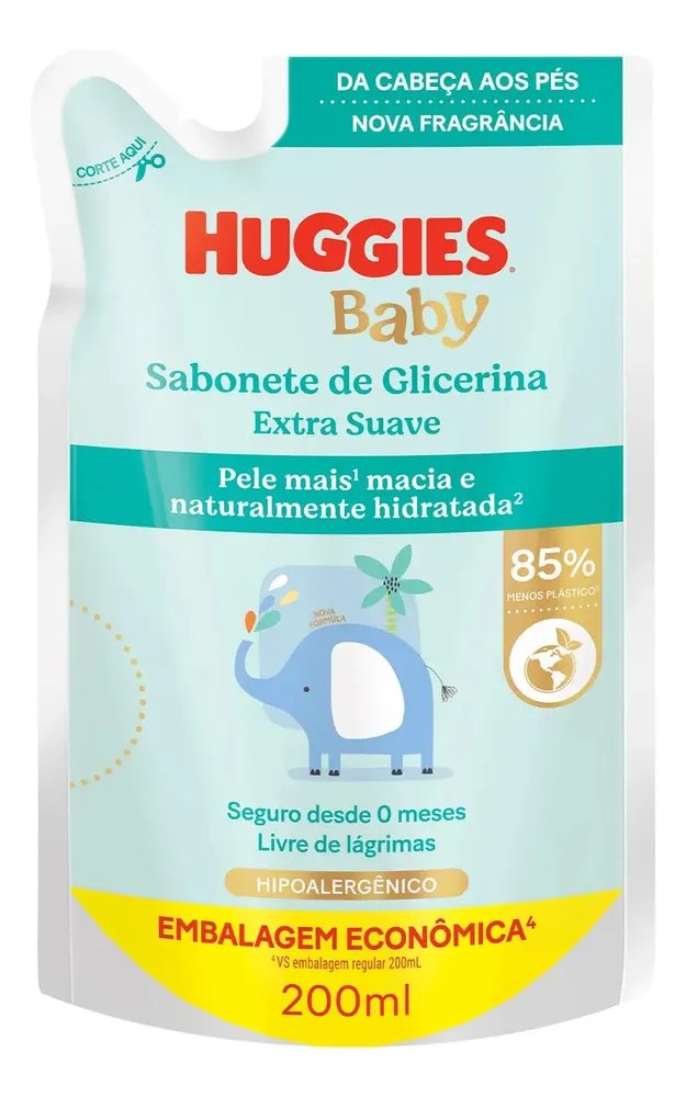 Sabonete Líquido Glicerina Huggies Extra Suave Refil 200 ml