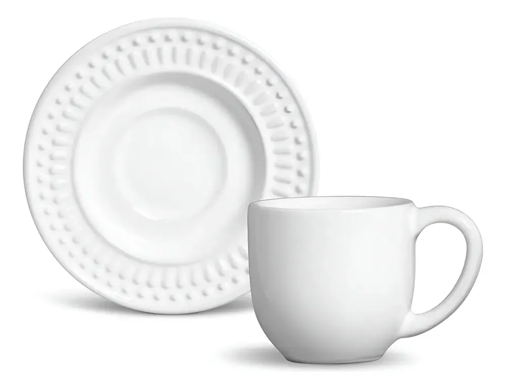 Jogo de Café Porto Brasil Cerâmica 12 Peças Branco 72ml