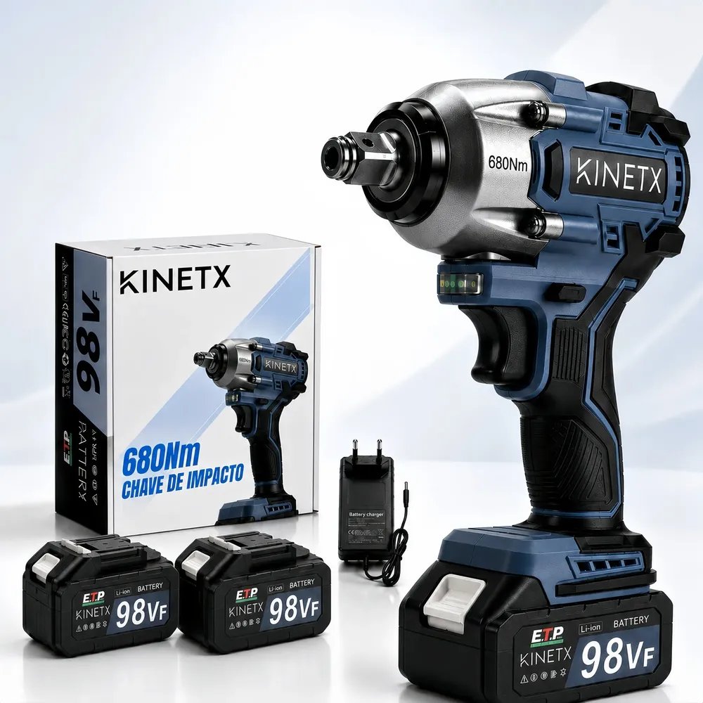 Chave De Impacto Parafusadeira 680nm Brushless 98v 2baterias Preto 127/220v