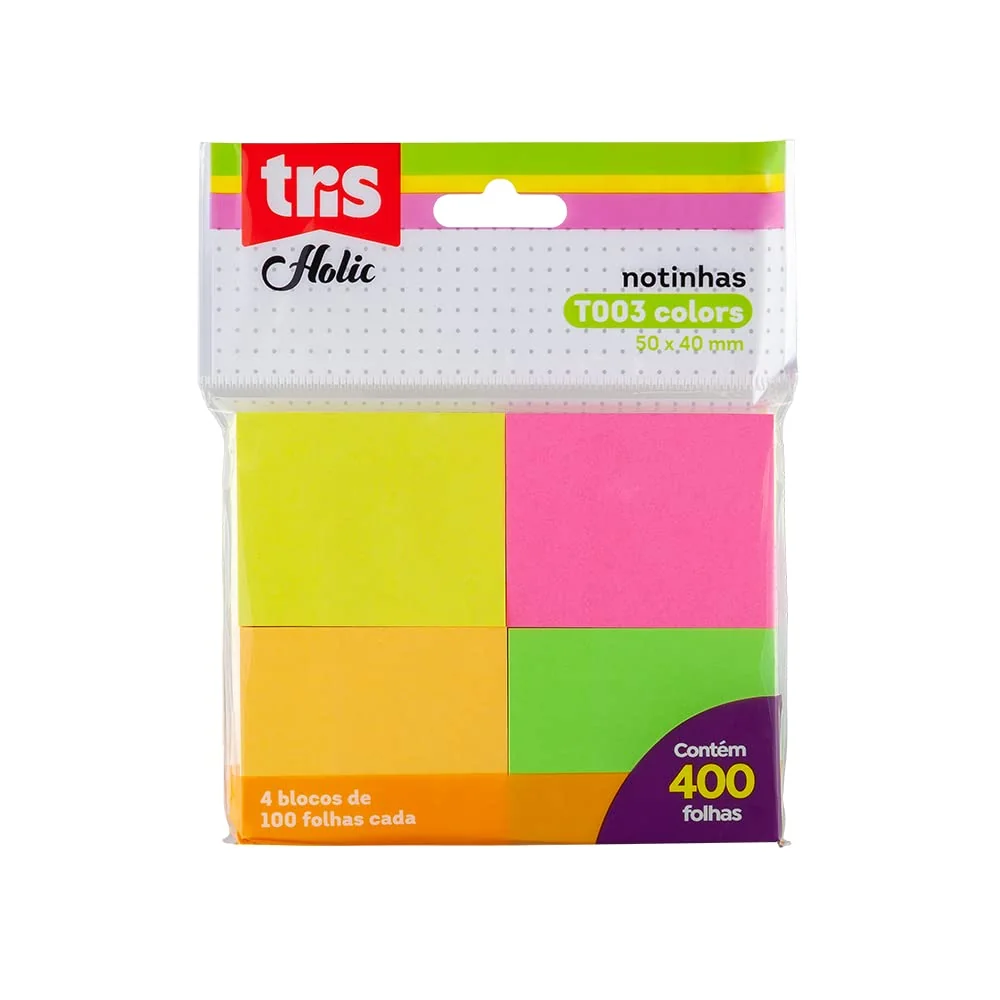 Nota Autoadesiva, Tris, 7897476677446, Multicor, pacote de 100
