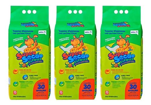Tapete Higiênico Super Secão Citrus Com 30 Unidades Kit-3