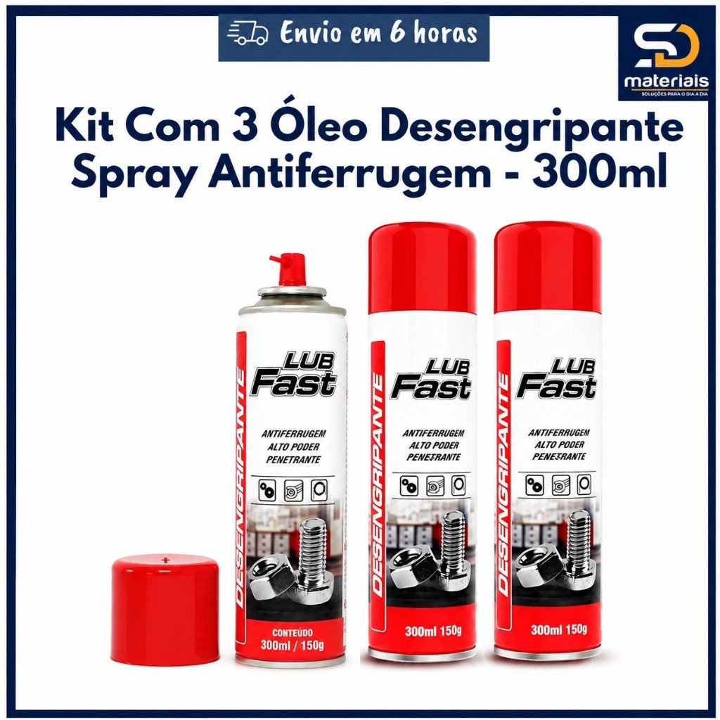 Kit 03 Lubrificantes Antiferrugem Desengripante Lub Fast 300ML