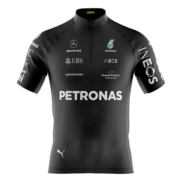 Camisa Ciclismo Masculina Manga Curta Petronas Preta Uv50