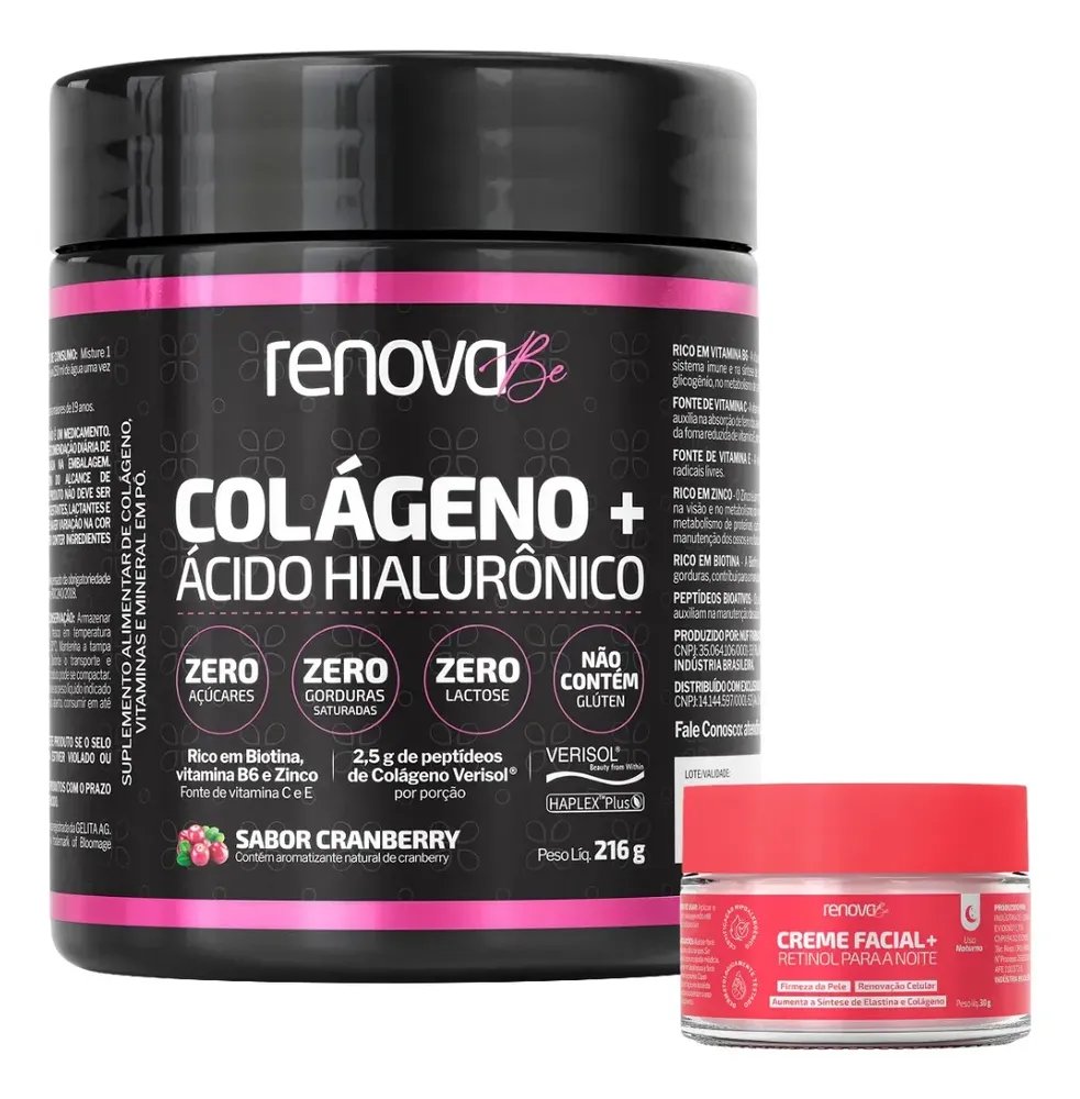 Kit Colágeno Hidrolisado Verisol Renova Be com Ácido Hialurônico e Creme Facial