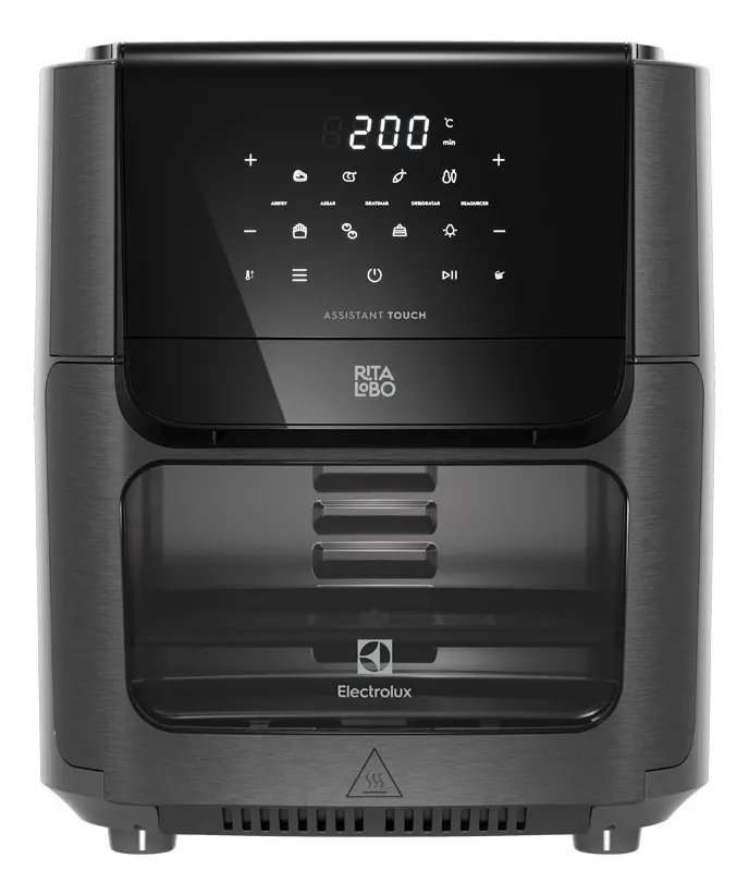 Air Fryer Forno 5 em 1 12L 1700W Digital 1 Bandeja Antiaderente 5 modos preparo 7 Receitas Programadas Aviso Sonoro Fritadeira Elétrica sem Óleo Forno Bancada Electrolux EAF85 Grafite