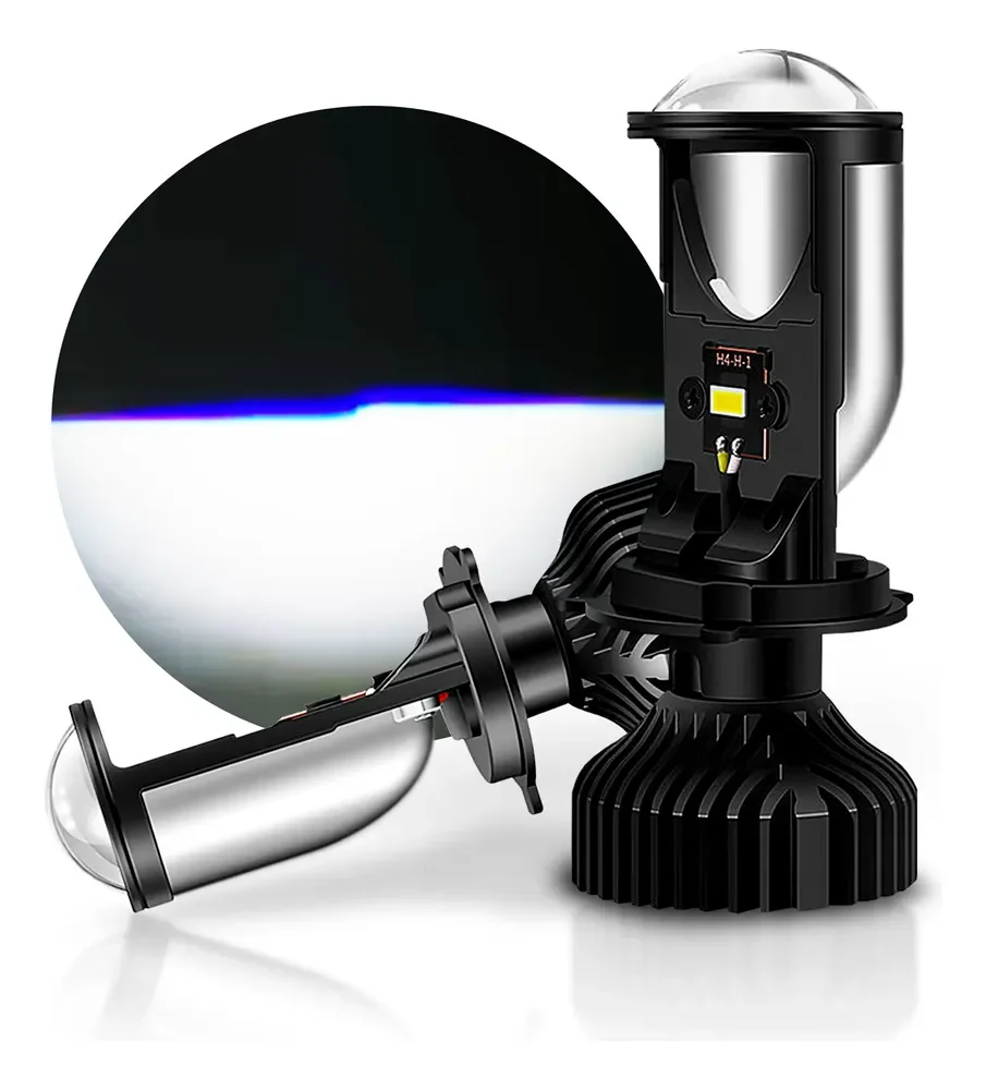 Par Ultra Led Kb1 H4 Elíptico Projetor Big Canhão Canbus 84w 3 Pìnos H4 Dc 12v Alta/baixa 6.000k Branco-frio