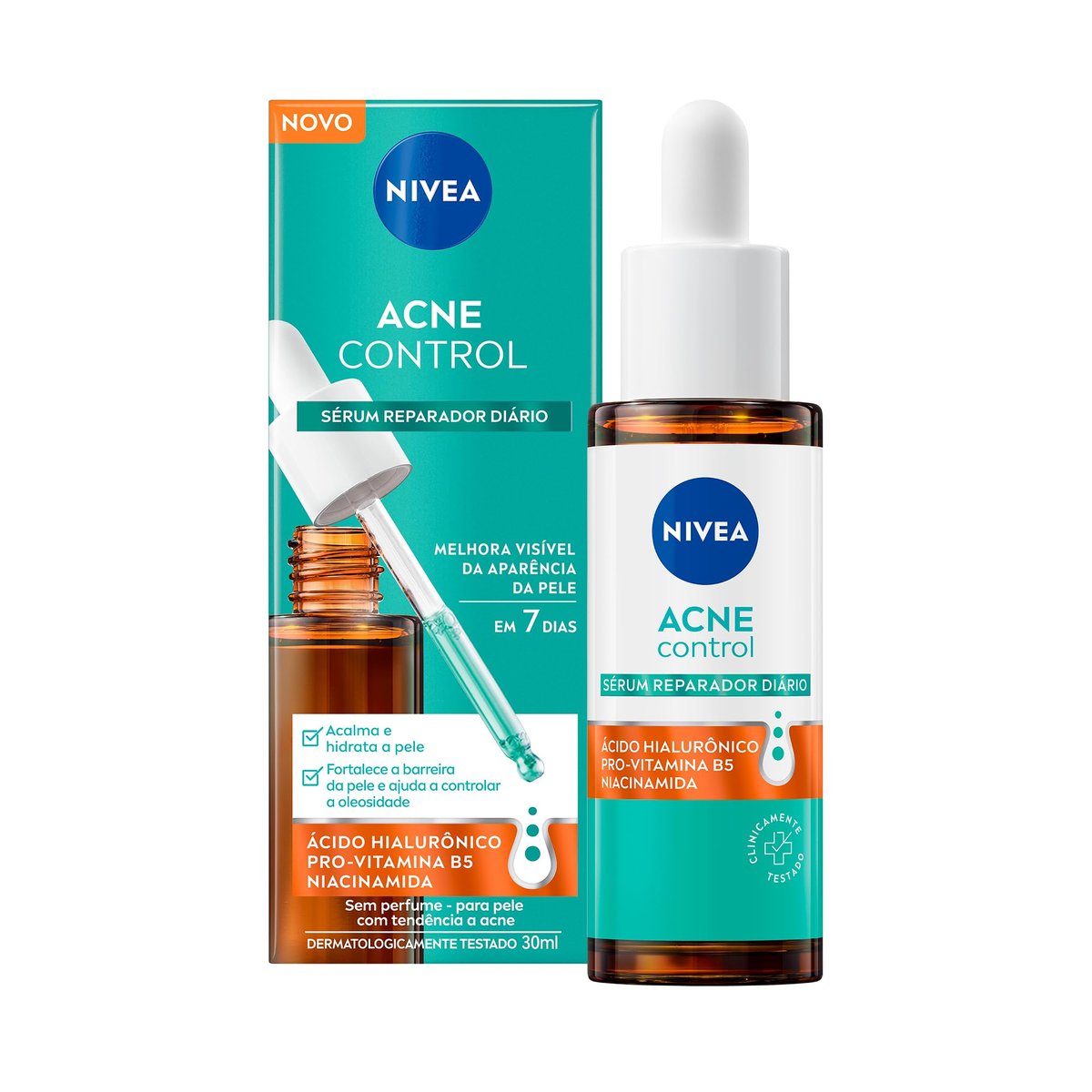 NIVEA Sérum Reparador Diário Acne Control 30ml, Acalma e Hidrata, Controla Oleosidade, Fortalece a Barreira da Pele, Pele com Tendência a Acne