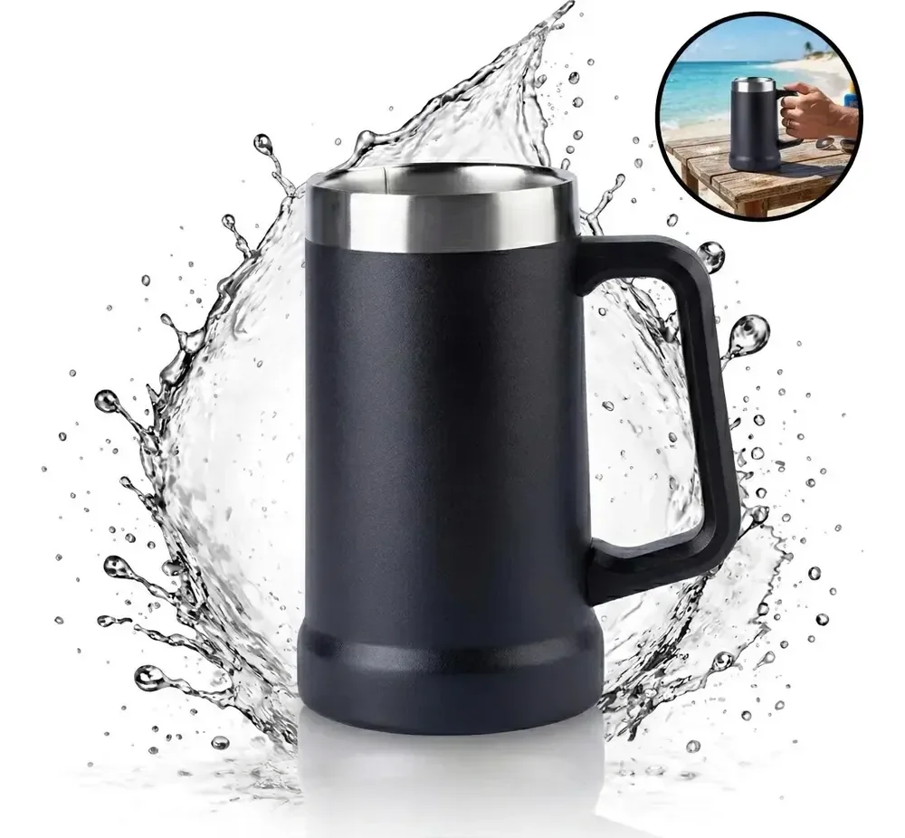 Caneca Térmica 720ml Em Aço Inoxidável Com Alça Parede Dupla Isolamento Térmico Resistente Para Quentes E Frias Para Chopp Cerveja Café Chá Refrigerante Uso Em Casa Churrasco Bar - Sayonara