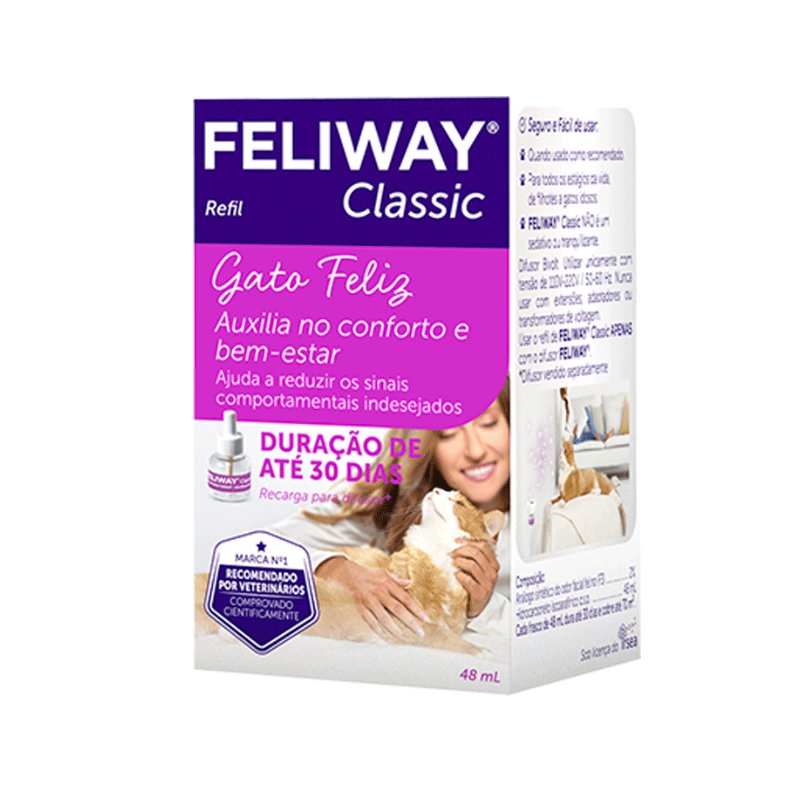 Feliway Classic para Gatos Reduz Estresse e Comportamentos Indesejados Difusor Refil Spray
