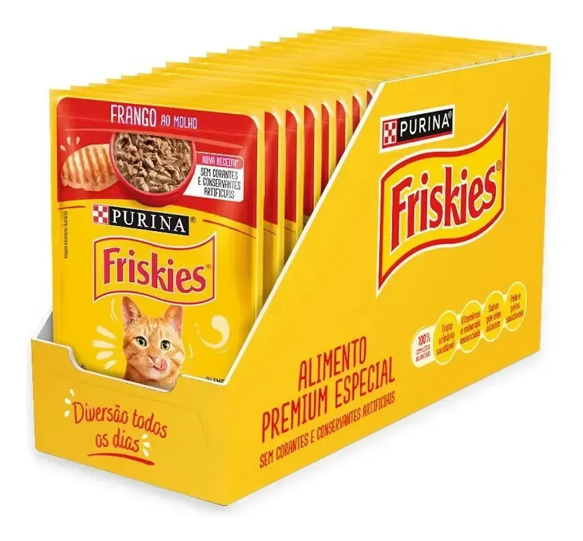 Ração Úmida PURINA FRISKIES para Gatos Adultos Frango ao molho 85g - com 15 unidades