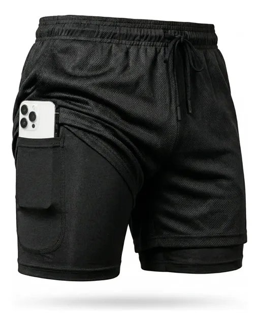 Shorts Dry Fit 2 Em 1 Masculino Térmico Compressão Corrida