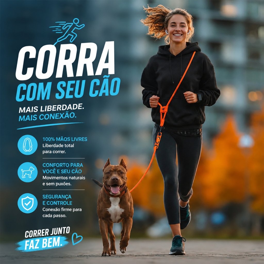 GUIA MÃOS LIVRES PARA CÃO CACHORRO PORTE PEQUENO MÉDIO GRANDE CORRIDA PASSEIO PARA NÃO USAR AS MÃOS