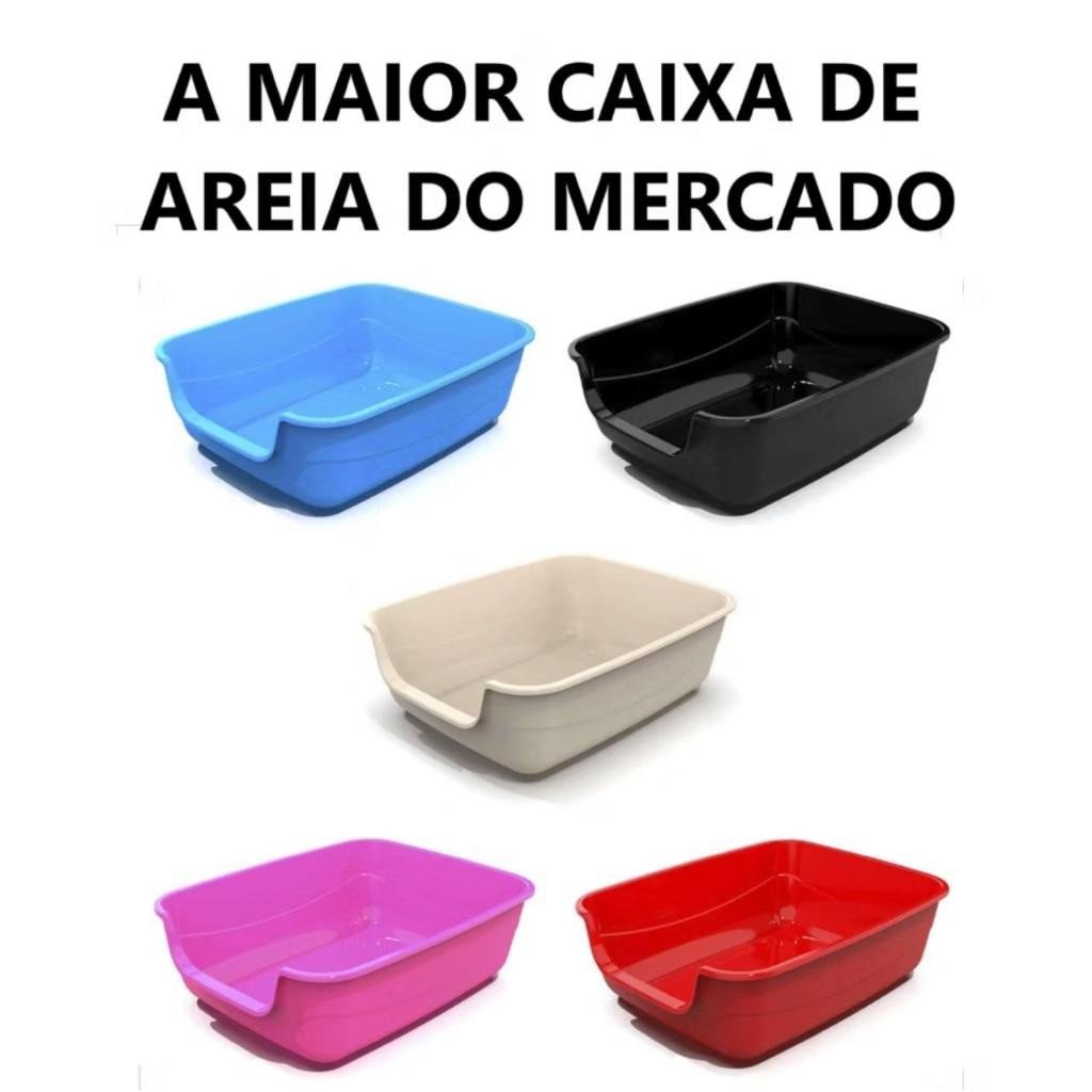 Caixa de Areia Gatos Grande 62x50x20 Furba Jumbox Pet Injet Maior do Mercado