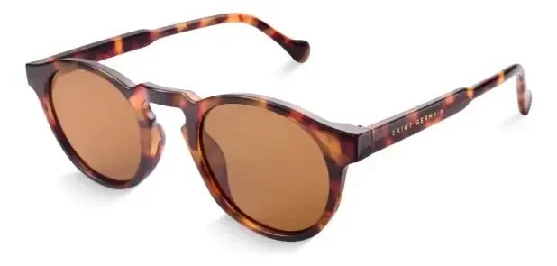 Óculos de Sol Saint Germain Duna Redondo Tartaruga com Lentes Marrom UV400