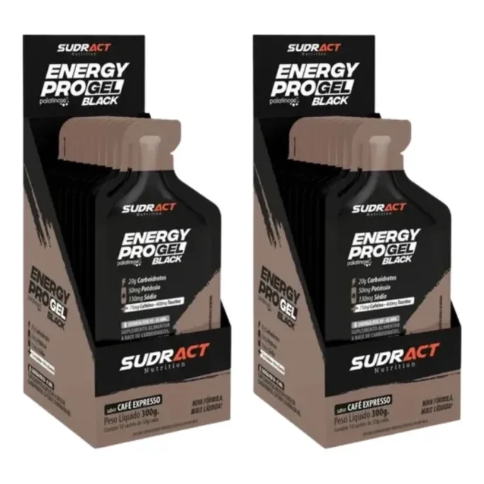 2x Energy Pro Gel Black 10 Sachês De 30g - Sudract Café Expresso