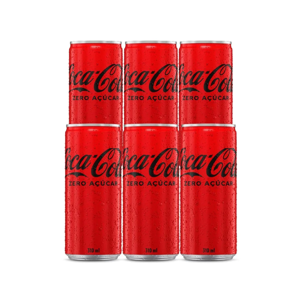 Pack de Coca Cola Sem Açúcar Lata 310ml 6 unidades