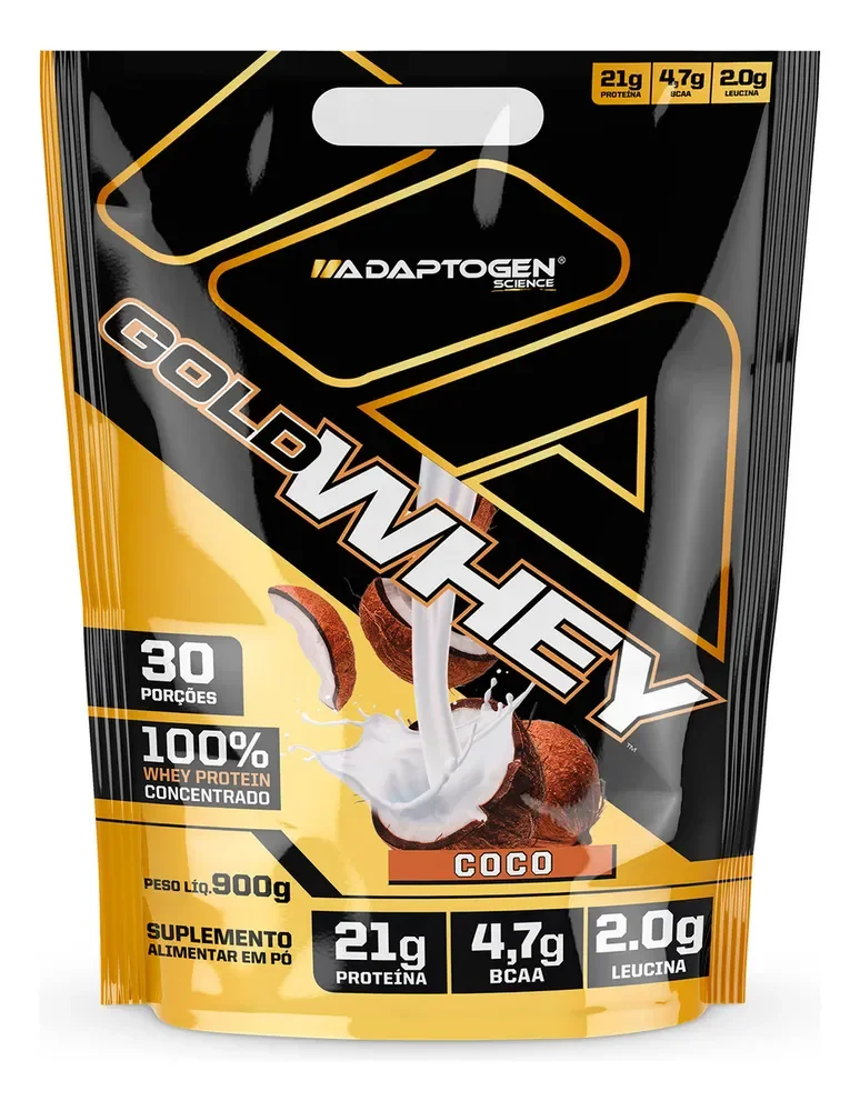 Whey Protein Gold Whey Sabor Coco Refil 900g Adaptogen