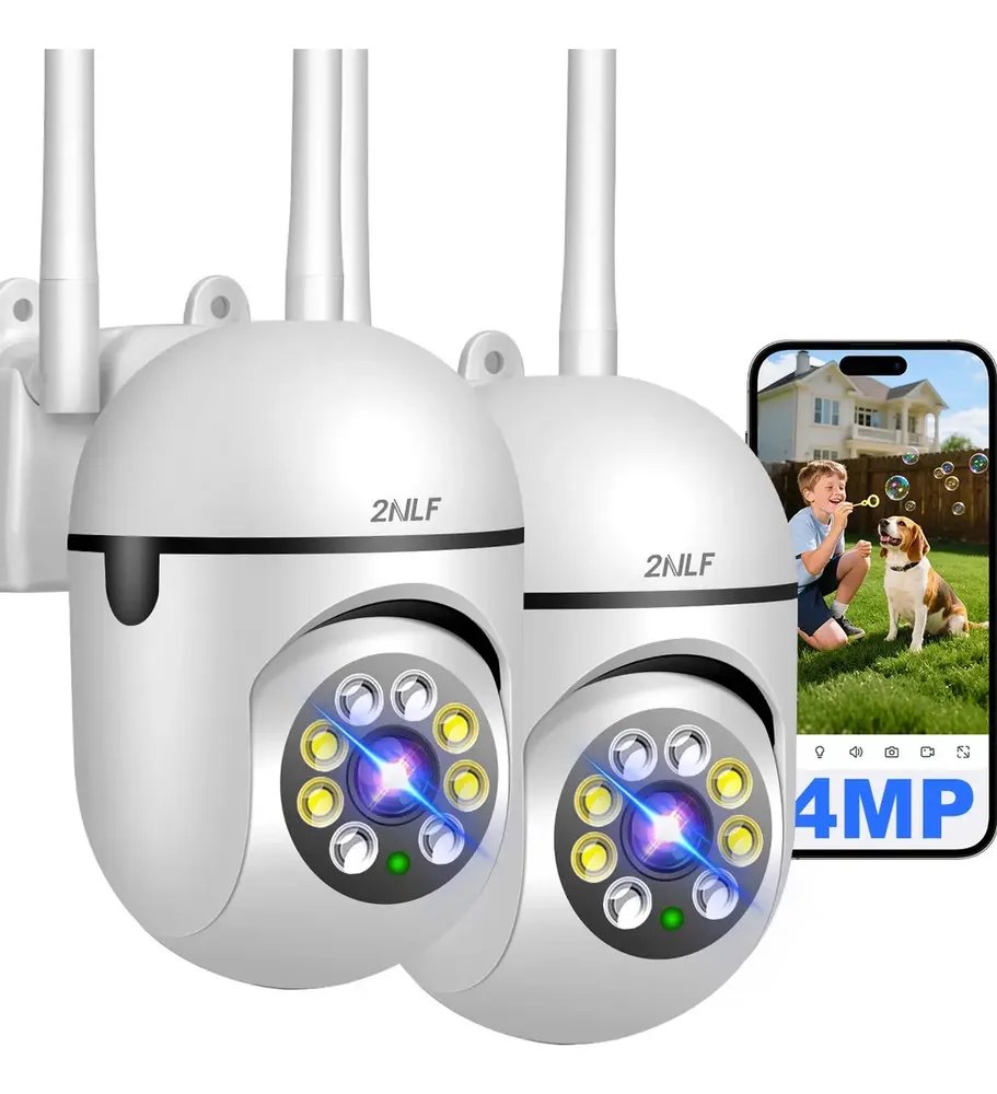 2 Un Câmera de Segurança WiFi 4MP Ultra HD Câmera de Vigilância com Alarme Foco 360° Visão Noturna em Cores