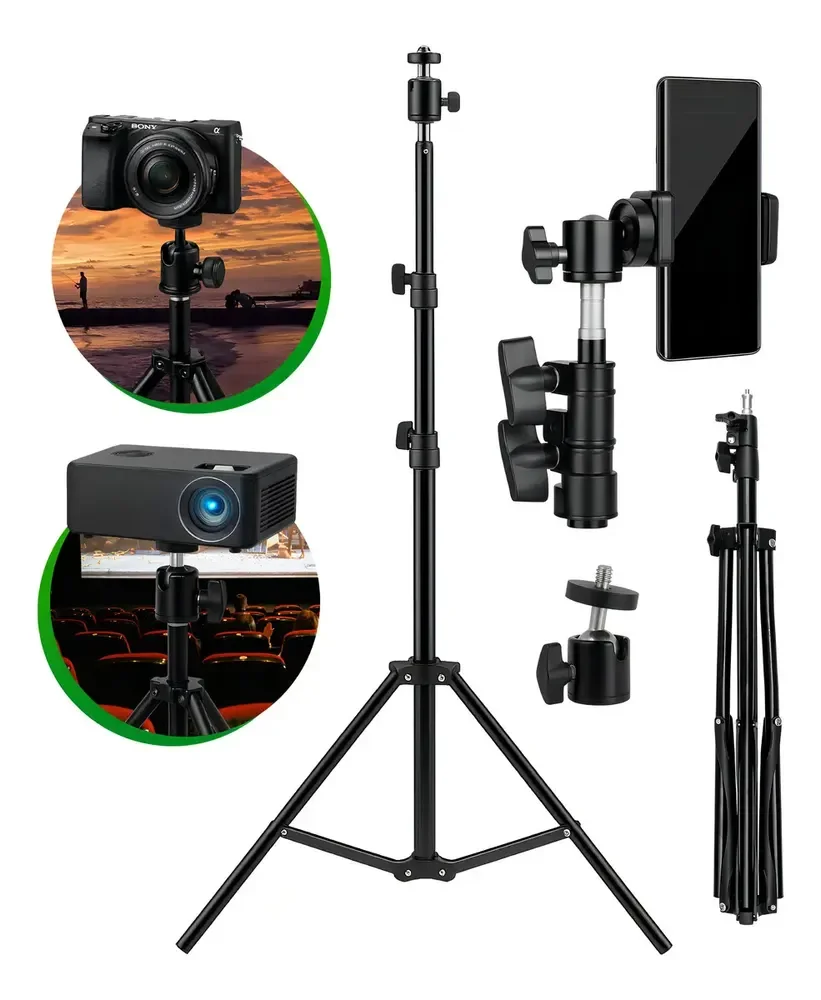 Tripé Profissional Para Celular E Câmera Pedestal 2,1m Suporte Horizontal E Vertical