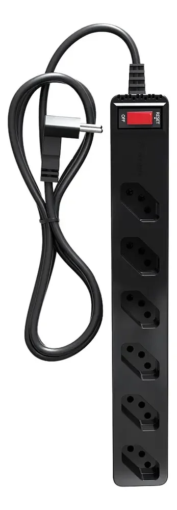 iCLAMPER Energia 6 Tomadas LCF Preto Filtro de Linha e Protetor Elétrico DPS Bivolt