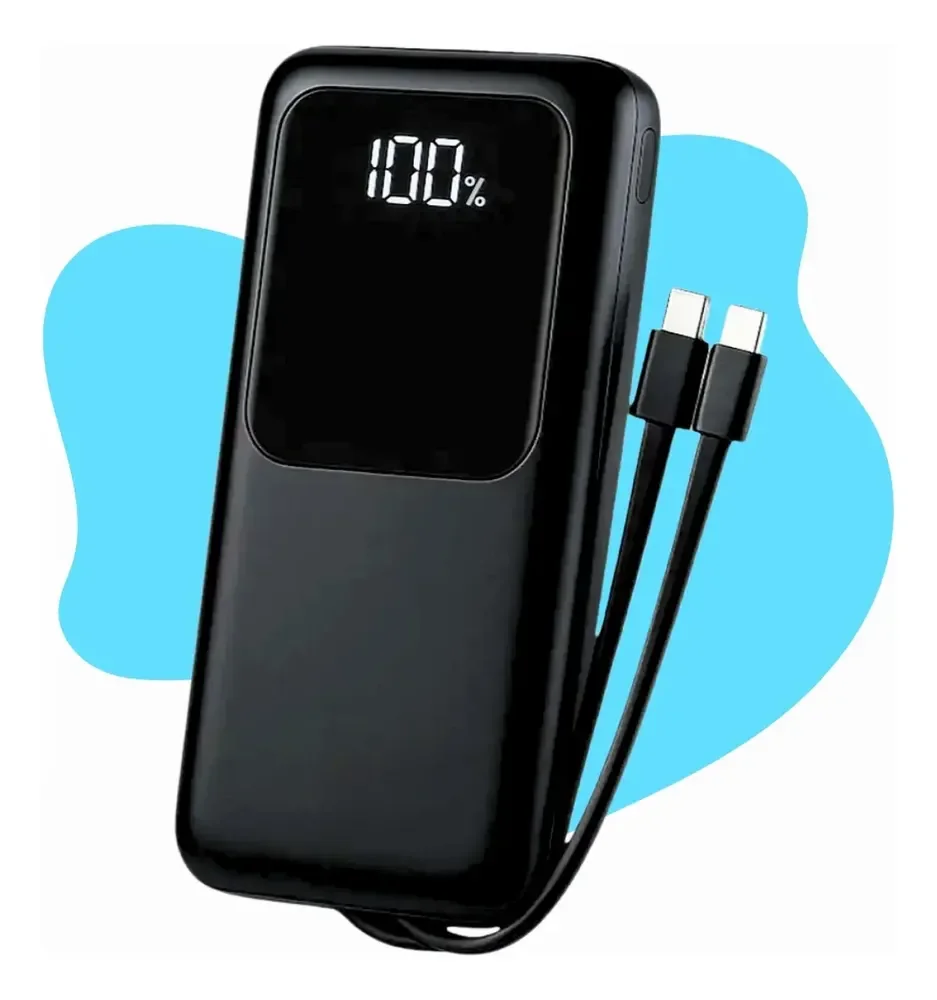 Carregador Portátil 20000 Turbo 22.5w Power Bank Premium Universal Rápido Voo Transporte Aéreo Para Samsung iPhone Xiaomi Motorola Celular Smartwatch Tablet Casenn Preto