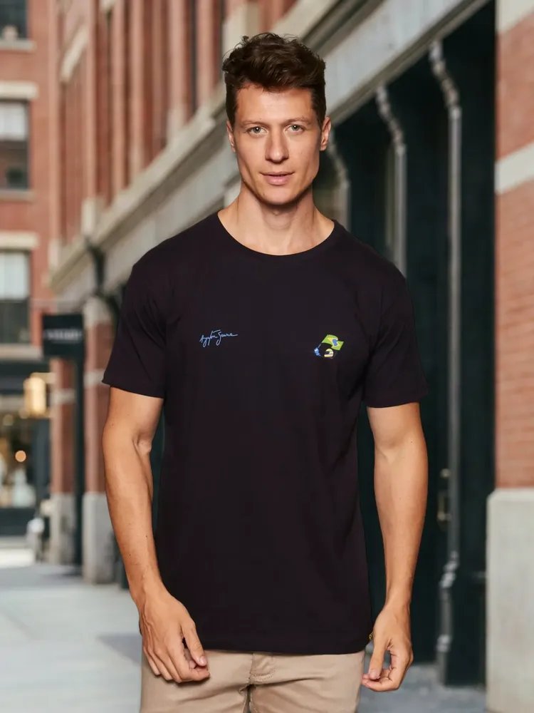 Camiseta Assinatura Carro Senna Reserva Preto Senna P Estampa Localizada