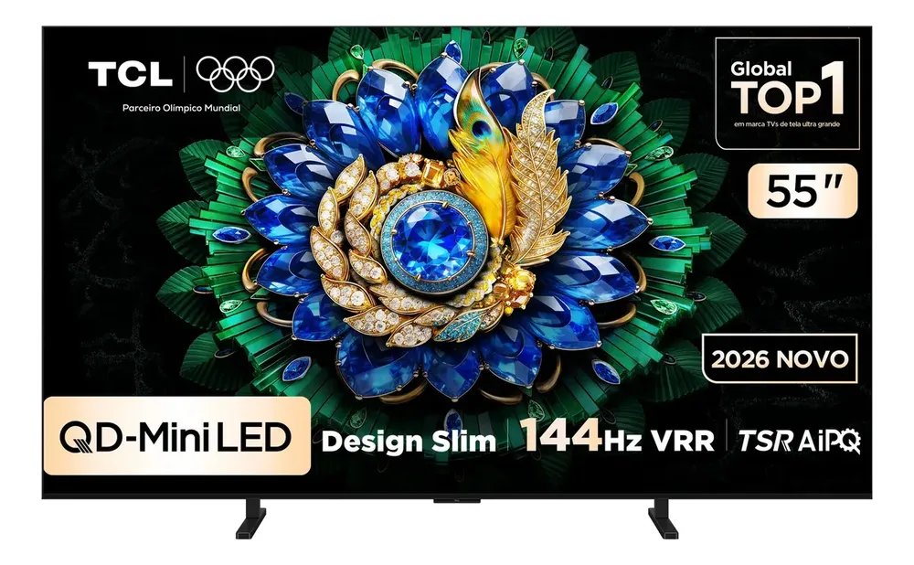 Smart Tv Tcl 55 Polegadas Qd-Mini Led 4k A400m Wifi Bluetooth Google Tv Hdr10+ 144 Hz Vrr 55a400m