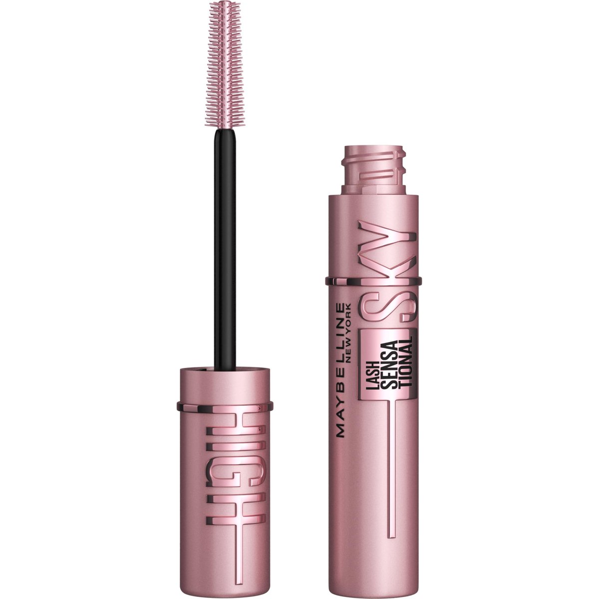 Maybelline NY Lash Sensational Sky High Máscara de Cílios Lavável, Escova Flexível, Alongamento Sem Limites com Extrato de Bambu e Fibras, Impacto de Todos os Ângulos, Preto 7,2ml