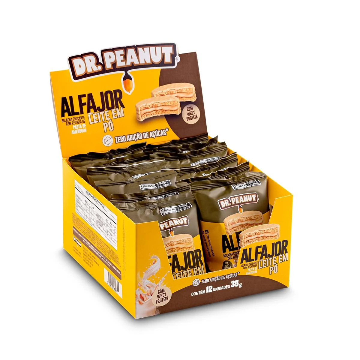 Doctor Peanut Display Alfajor Sabor Leite em Pó 12un x 35g