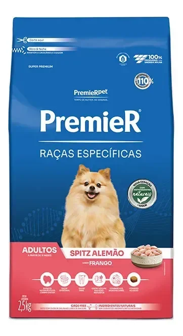 Ração Seca Cão Premier Spitz Alemão Adulto Frango 2.5kg