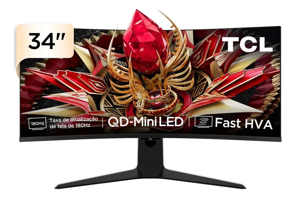 Monitor Gamer Curvo Tcl 34 Polegadas Qd-Mini Led Wqhd R83q 180hz 1ms (Gtg) Hdr 1400 Nits 34r83q