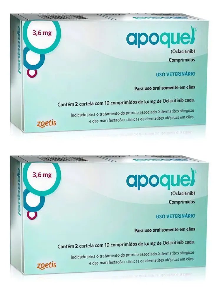 Zoetis Apoquel Comprimidos Anti Coceira Cães 3,6mg 2 Caixas 20un Cada