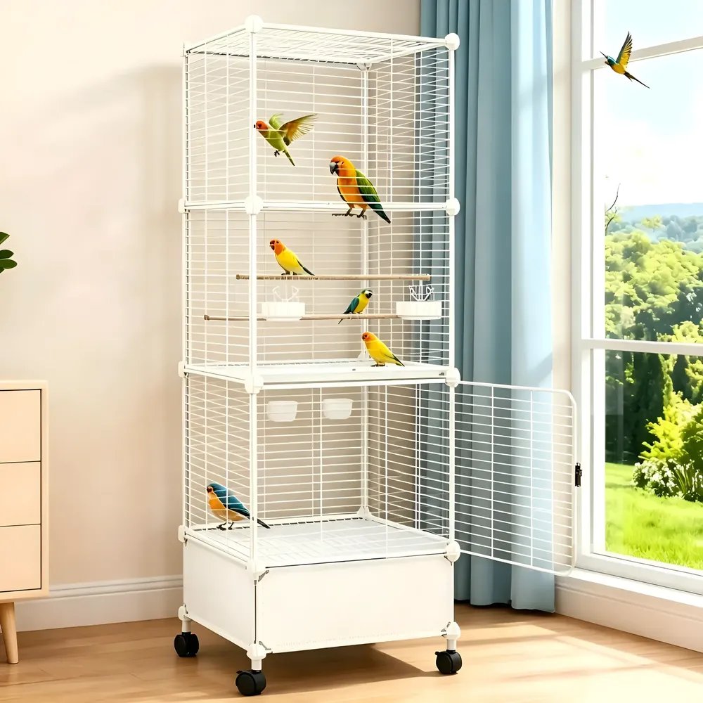 Viveiro Grande Para Calopsita Papagaio Ringneck Aves Luxo Branco