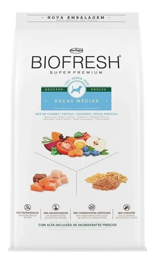 Alimento Biofresh Super Premium para cão adulto de raça média sabor carne e frutas e vegetais de 10.1 kg
