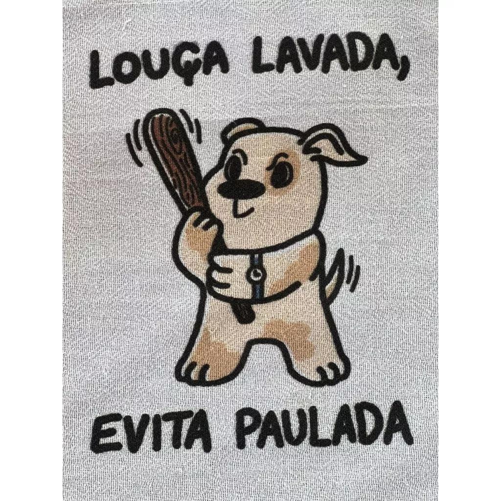 Pano de Prato Toalha Limpeza Cachorrinho Louça Lavada Evita Paulada
