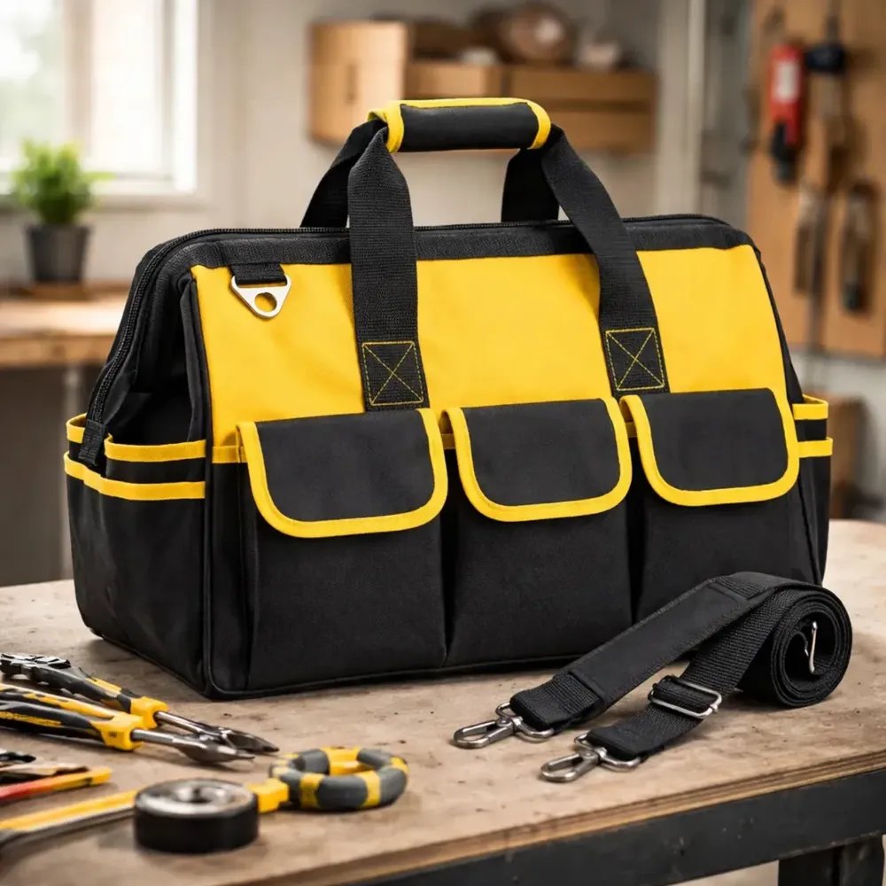 Bolsa Maleta De Ferramentas 16 Bolsos Eletricista Reforçada Amarelo