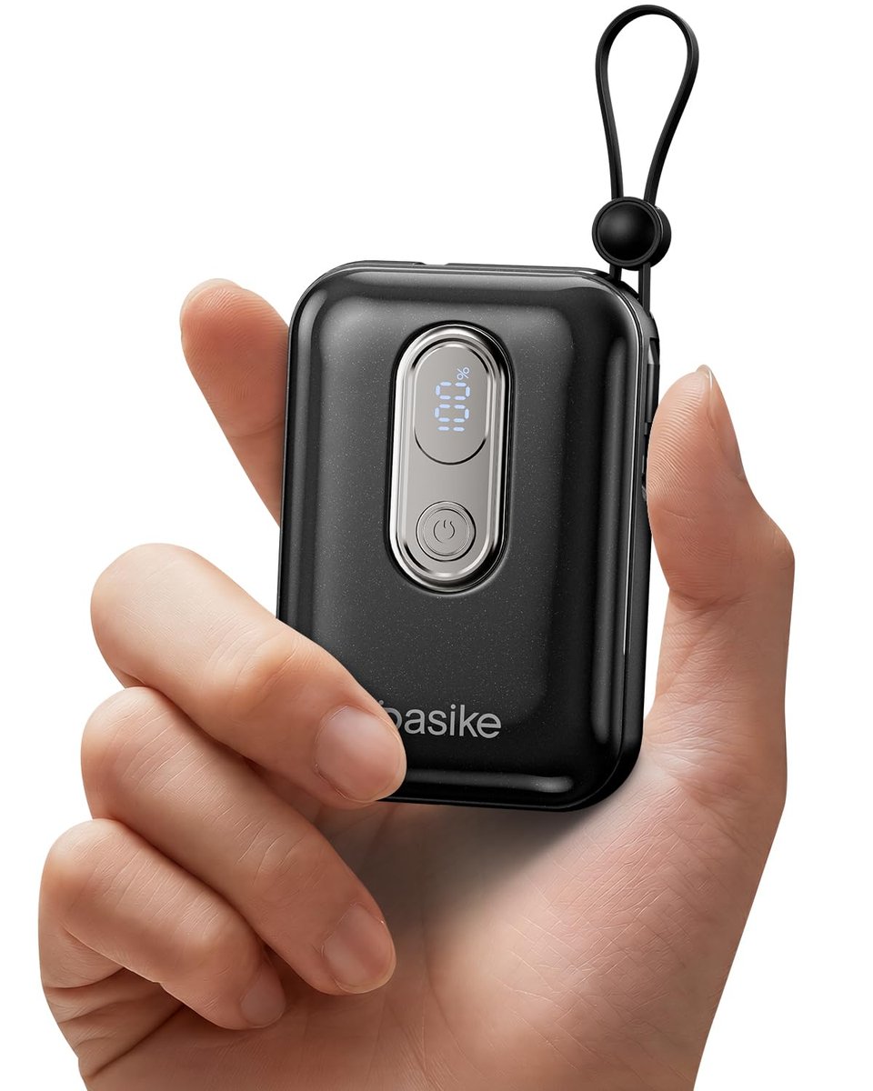 Basike Mini Power Bank, Carregador Portátil 10000mAh, Rápido 22,5W (Preto)