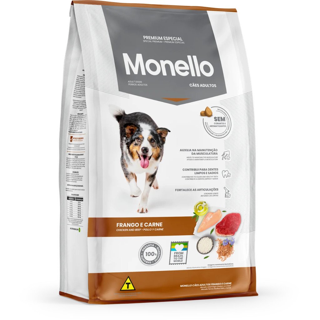 MONELLO CÃES ADULTOS FRANGO E CARNE 15KG