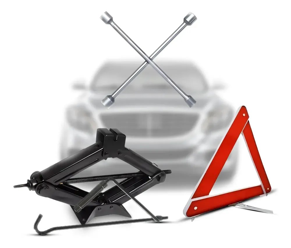 Kit Estepe Carro Chave De Roda Cruz Macaco Sanfona Triangulo