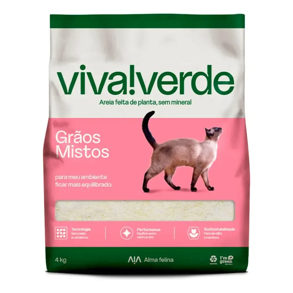 Areia Higiênica Para Gatos Viva!verde - Grãos Mistos - 4kg