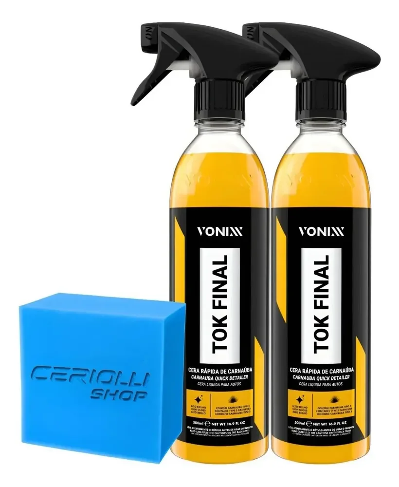 Kit 2 Cera Líquida Carnaúba Automotiva Tok Final Vonixx