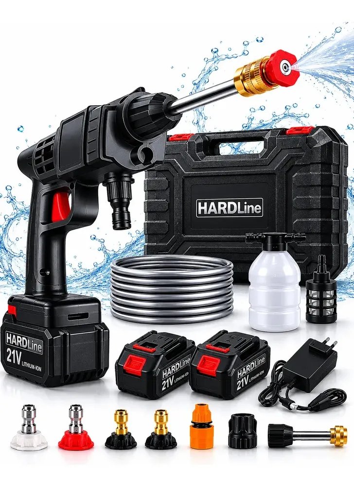 Lavadora De Alta Pressão Lava Jato Vap Portátil Sem Fio Bateria Compressor Pneu Recarregável P/ Lavar Carro Moto Quintal C/ 2 Baterias Bico Mangueira Dispenser De Sabão