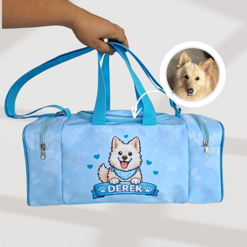 Bolsa Pet com Nome e Foto do Cachorro kit Mala e Mochila Pet Personalizada