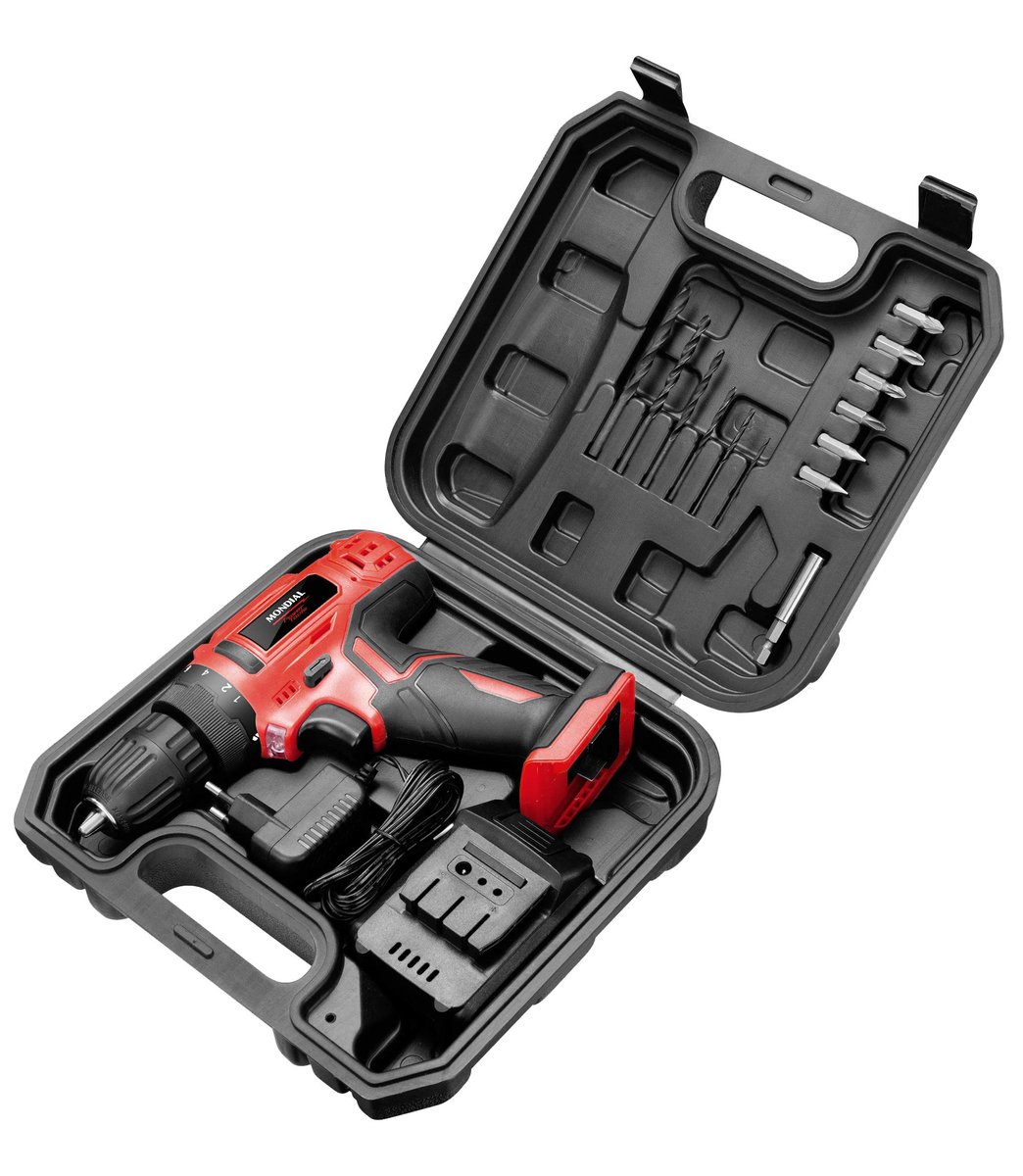Furadeira e Parafusadeira à Bateria, Mondial, Vermelho, Bivolt - FPF-06M