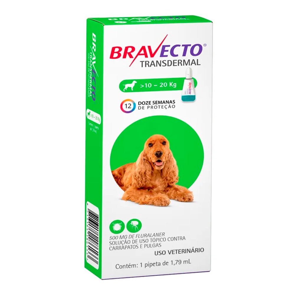 Antipulgas e Carrapatos MSD Bravecto Transdermal Cães 10 a 20kg  500mg