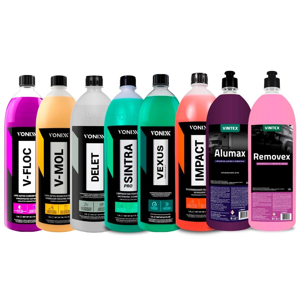 KIT V-FLOC + V-MOL + DELET + SINTRA + VEXUS + ALUMAX + REMOVEX + IMPACT 1,5L VONIXX VINTEX