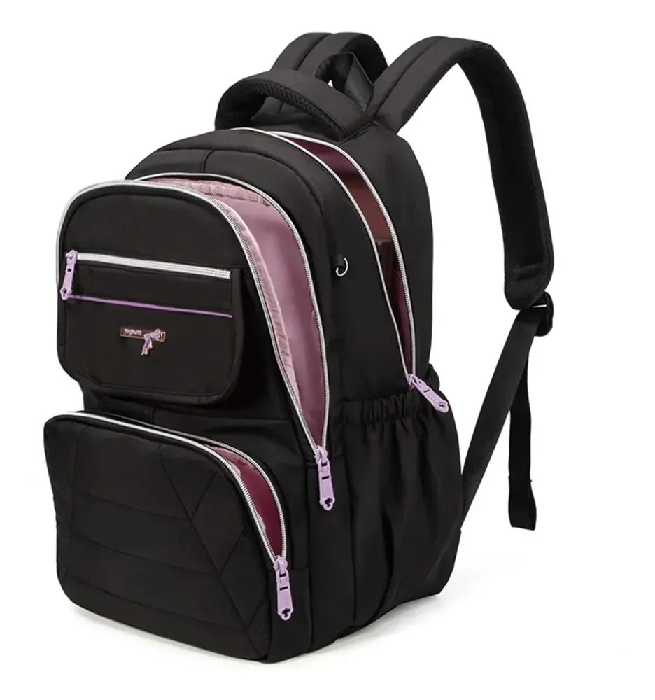 Mochila Feminina Escolar Reforçada Para Notebook Preta Preto