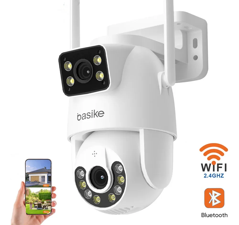 Câmera de Segurança IP Wi‑Fi Externo e Interno 4K Dupla Lente PTZ Yoosee ICSEE Áudio Bidirecional Visão Noturna Alarme de Detecção de Movimento IP66 à Prova d’Água